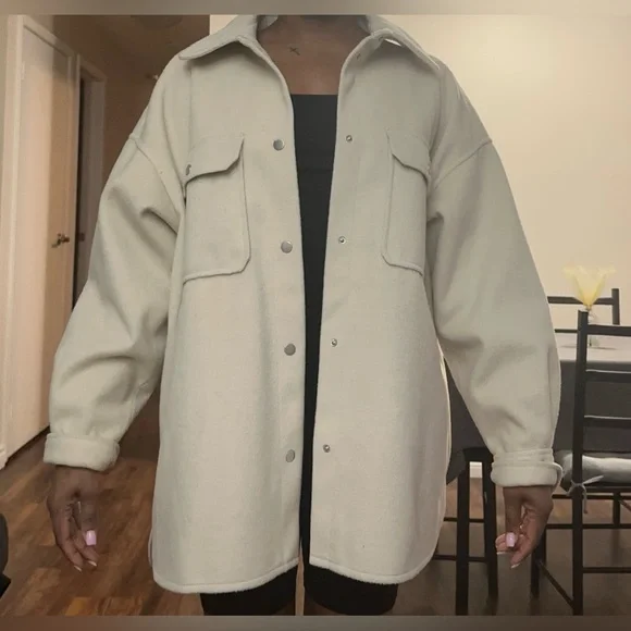 H&M Cream Button-Up Jacket - Picture 3 of 9